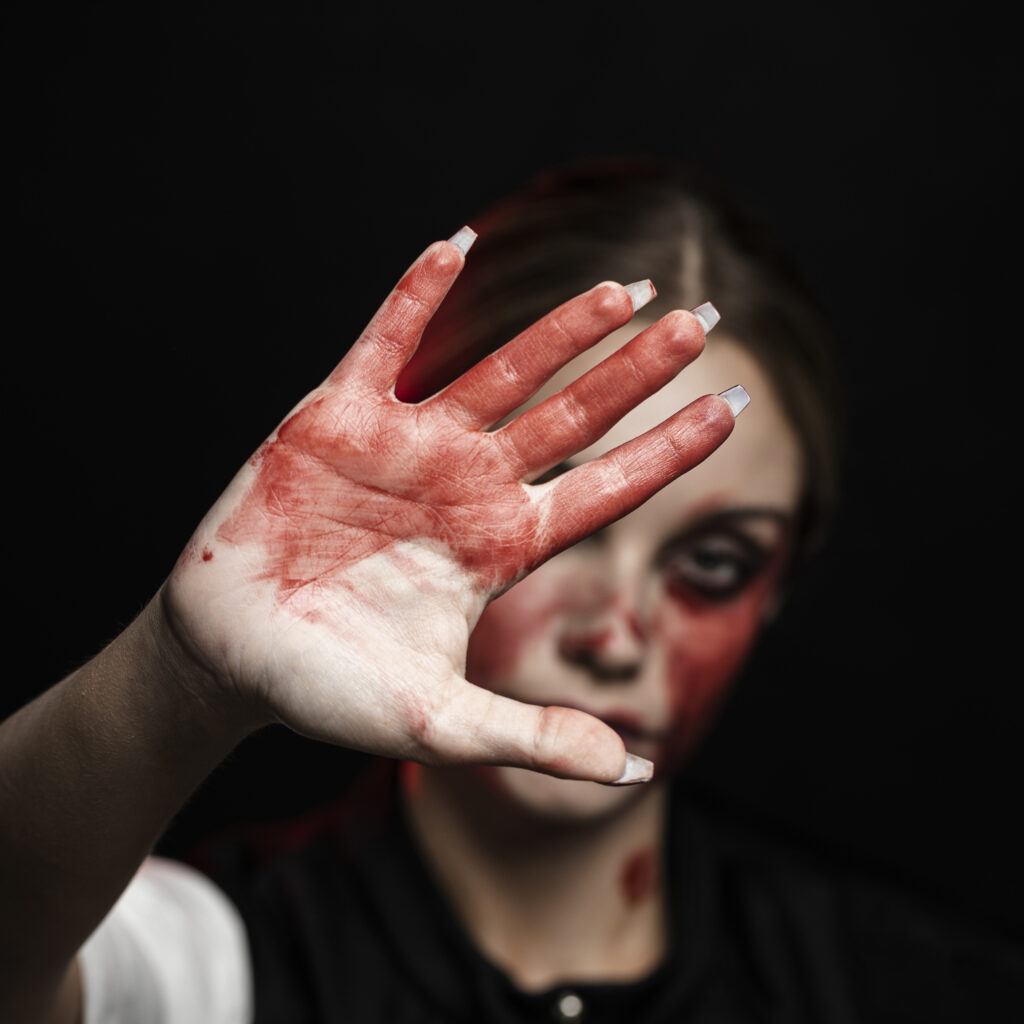 close-up-woman-with-bloody-hand